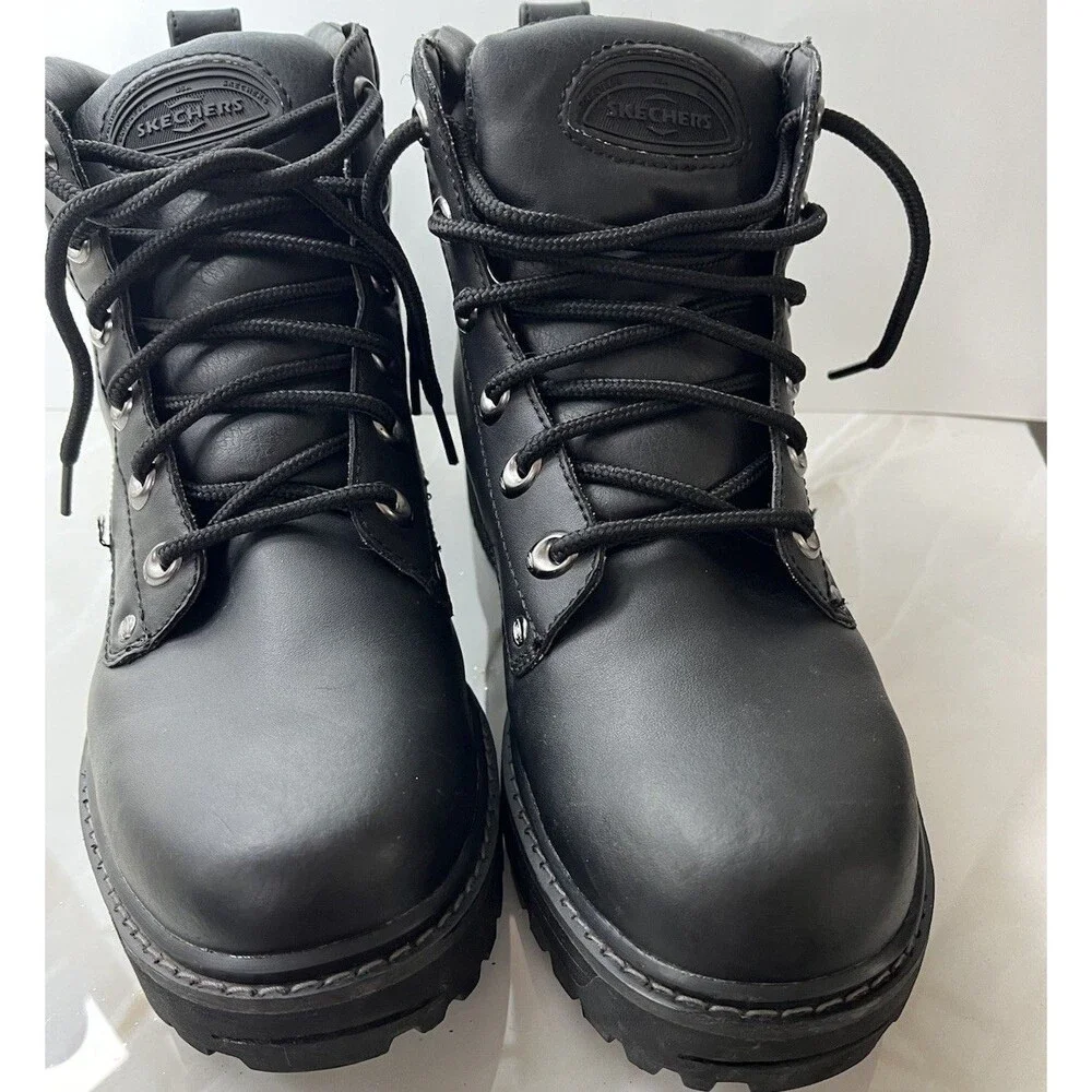 Skechers Utility BLACK Leather Work Boots Men Sz 11 4473